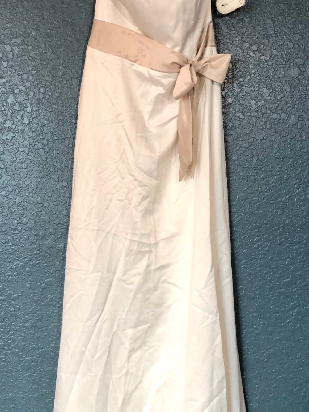 NEW David’s Bridal Strapless or Spaghetti Strap Ivory & Beige Satin dress